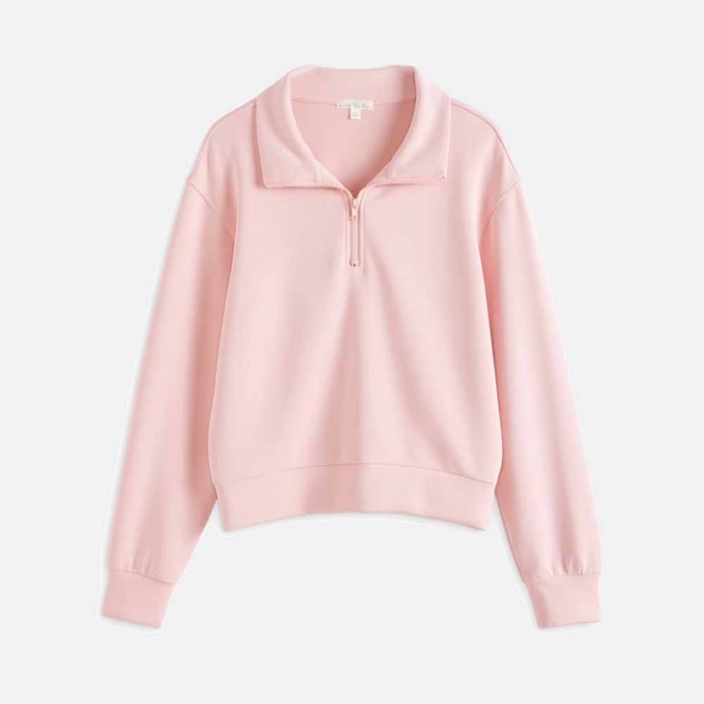 Nine Britton Light Pink Half-Zip Sweatshirt